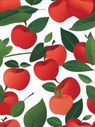 Apple Clipart - Ripe red apple with a leafy stem.  color vector clipart, minimal style