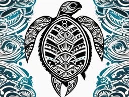 Polynesian Tribal Sea Turtle Tattoo - Combine tribal aesthetics with Polynesian symbolism in a sea turtle tattoo design that reflects cultural heritage.  simple color tattoo,minimal vector art,white background