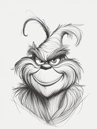 drawing of The Grinch in Whoville  minimal rough sketch scribbles,doodles,black and white