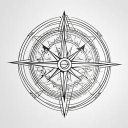 Geometric Compass Tattoo - Compass design with geometric elements.  simple vector tattoo,minimalist,white background