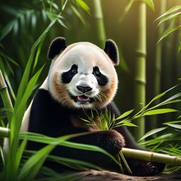 Cute Panda Munching on Bamboo in a Bamboo Paradise 8k, cinematic, vivid colors