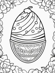 Easter Egg with Ice Cream Design Coloring Pages - Egg Decorated Like an Ice Cream Cone  minimal black outline printable sheet, coloring page