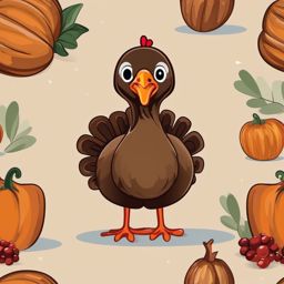 Turkling clipart - Baby turkey exploring the barn, ,vector color clipart,minimal