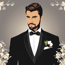 Groom clipart - Handsome groom in a tuxedo, ,vector color clipart,minimal