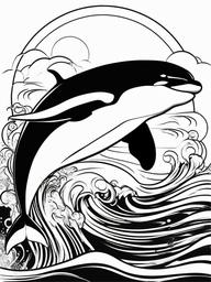 Orca Coloring Pages - Powerful Black and White Predator  black outline printable sheet, coloring page