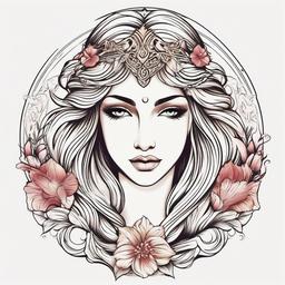 Aphrodite Tattoo - Embrace love and beauty with an Aphrodite tattoo, showcasing the goddess of love in a graceful and artistic design.  simple color tattoo design,white background