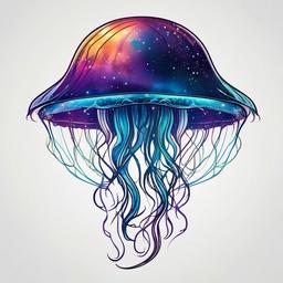 Galaxy Jellyfish Tattoo - Merge celestial elements with the graceful form of a jellyfish.  minimalist color tattoo, vector