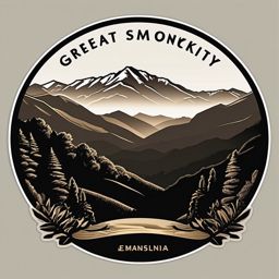 Great Smoky Mountains sticker- Biodiverse mountain range on the border of North Carolina and Tennessee, , sticker vector art, minimalist design