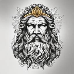 Greek God Zeus Tattoo - Embrace the divine presence of Zeus with a tattoo featuring the ruler of Mount Olympus.  simple color tattoo, white background