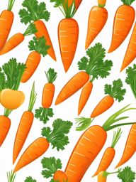 Carrot Clipart - Fresh and orange carrot with green top.  color vector clipart, minimal style