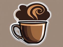 Coffee Sticker - Steaming coffee cup, ,vector color sticker art,minimal