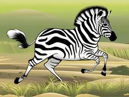 Zebra Cartoon - Cartoon of zebra running on savannah  