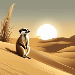 Cute Meerkat on a Sunlit Dune  clipart, simple