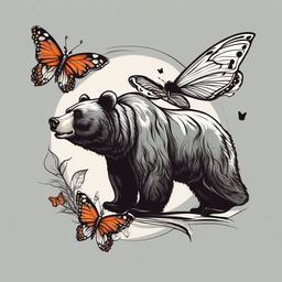 bear and butterfly tattoo  simple vector color tattoo