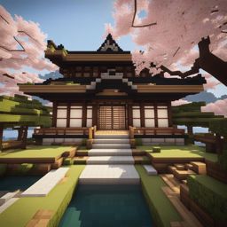 japanese-style dojo with tranquil gardens and cherry blossoms - minecraft house ideas minecraft block style