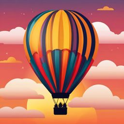 Hot Air Balloon and Sunset Emoji Sticker - Sunset hot air balloon ride, , sticker vector art, minimalist design