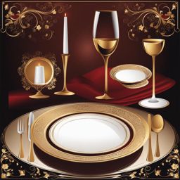 table clipart: set for an elegant dinner in a five-star restaurant. 