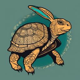 turtle rabbit tattoo  minimalist color tattoo, vector