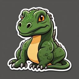 Komodo Dragon cartoon - giant, carnivorous lizard  cartoon sticker style