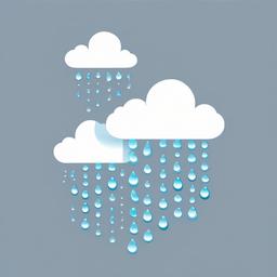 Clouds raining drops of water clipart.  vector style illustration, white background