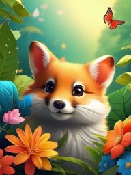 Cute Nature Backgrounds Nature's Cuteness, from Adorable Animals to Scenic Beauty wallpaper splash art, vibrant colors, intricate patterns