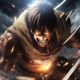 eren yeager transforms into a titan, joining an epic melee within the colossal walls. 