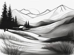 simple sketch of nature  minimal rough sketch scribbles,doodles,black and white