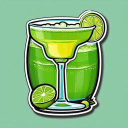 Margarita Madness sticker- Classic lime margarita with a salted rim, perfect for summer fiestas and beach vibes., , color sticker vector art