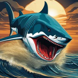 Megalodon - A fearsome megalodon, an ancient giant of the oceans, brought to life.  color vector clipart