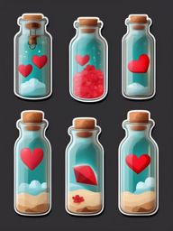 Love Confession in a Bottle Emoji Sticker - Messages of love set adrift in a bottle, , sticker vector art, minimalist design