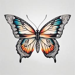 sternum butterfly tattoo  simple color tattoo, minimal, white background