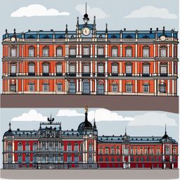 Madrid clipart - Royal Palace of Madrid and Plaza Mayor,  color vector clipart