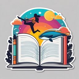 Book Sticker - Diving into adventures and knowledge with a colorful book in hand, , sticker vector art, minimalist design