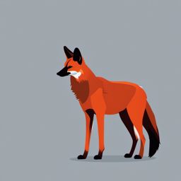 Maned Wolf Clip Art - Maned wolf with long legs and red fur,  color vector clipart, minimal style