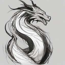 drawing of a hybrid dragon  minimal rough sketch scribbles,doodles,black and white