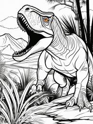 Dinosaur Coloring Pages - Allosaurus Hunting  simple coloring pages