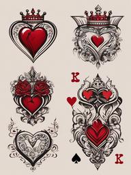 king queen hearts tattoo  simple vector color tattoo