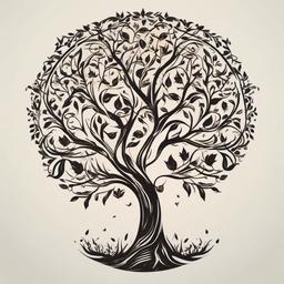 family tree tattoo small  simple vector color tattoo