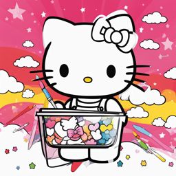 hello kitty coloring pages - hello kitty paints a colorful rainbow on a blank canvas. 