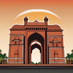 New Delhi clipart - India Gate and Jama Masjid in India, ,color clipart vector style