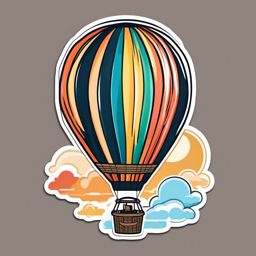 Hot Air Balloon Sticker - Sky-high adventure, ,vector color sticker art,minimal