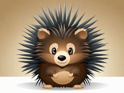 Porcupine Cartoon - Cartoon of porcupine with raised quills  