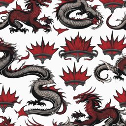 GOT dragon tattoo, Tattoos inspired by the dragons seen in the TV series Game of Thrones.  color, tattoo style pattern, clean white background