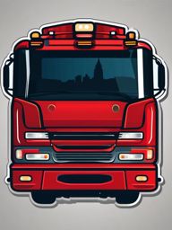 Fire Truck Sticker - Emergency response, ,vector color sticker art,minimal
