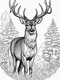 Deer Coloring Pages - Majestic deer standing in a serene forest  simple coloring pages