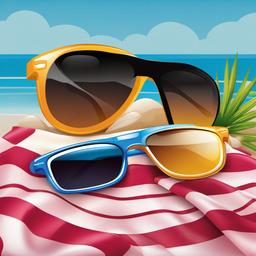 Sunglass clipart - sunglasses resting on a beach towel  