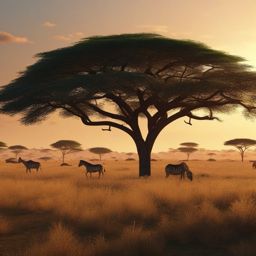 African Savannah Landscape - An African savannah landscape with wildlife and acacia trees  8k, hyper realistic, cinematic