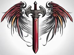 warrior sword with wings tattoo  simple vector color tattoo