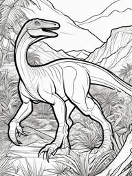 Dinosaur Coloring Pages - Compsognathus Hunting  simple coloring pages