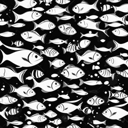 fish clipart black and white - swimming with artistic strokes. 